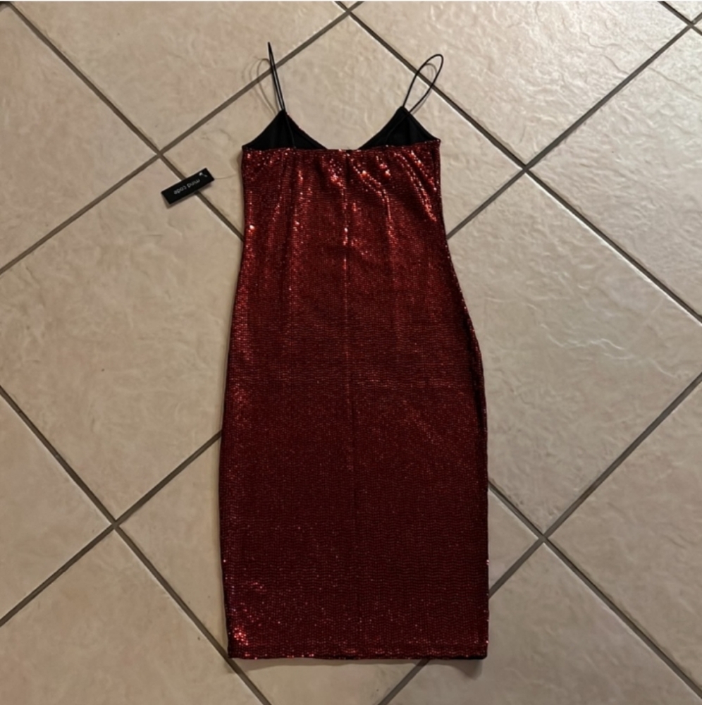 Mind Code-Red Sequins Mini Dress-Small - Picture 5 of 8